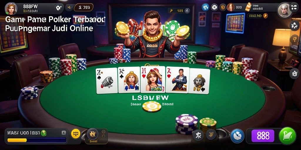 Screenshot gameplay Poker di 888FW menampilkan keseruan dan interaksi antar pemain.