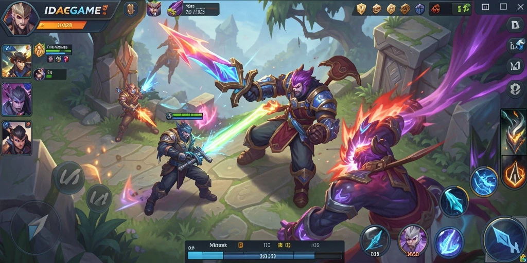 Tampilan gameplay IDAGAME yang intens dan menarik dalam pertempuran MOBA.