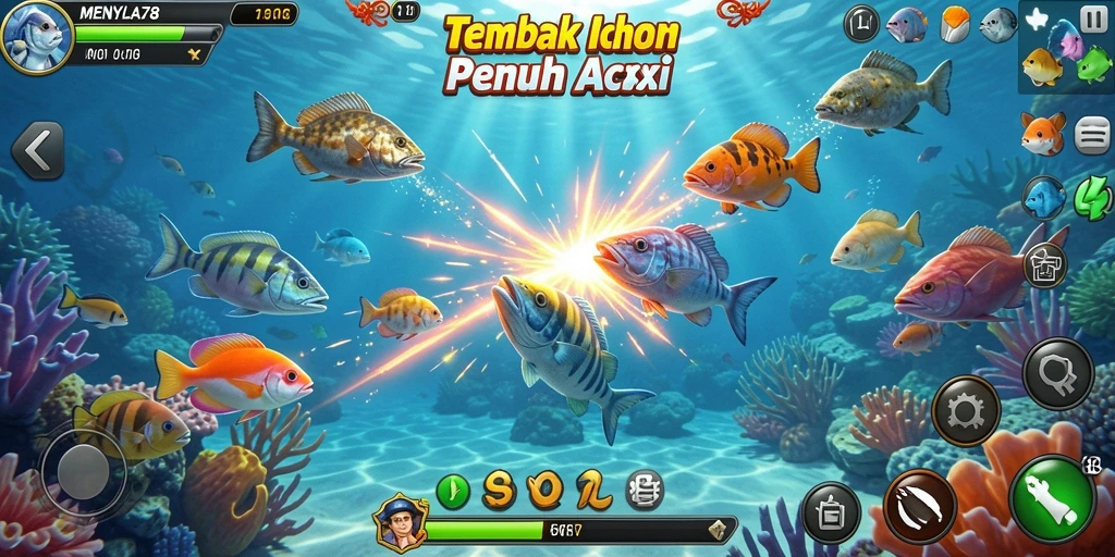 Screenshot gameplay Tembak Ikan MENYALA78 yang seru.
