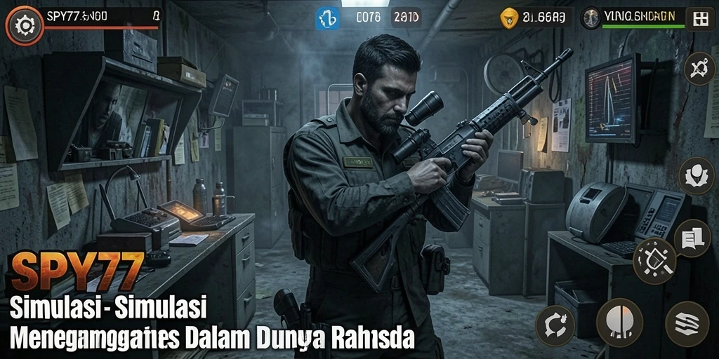 Tangkapan layar gameplay SPY77 dengan aksi mendebarkan dan karakter menarik.