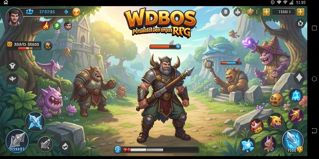 Screenshot gameplay WDBOS menampilkan aksi seru dalam pertarungan RPG.